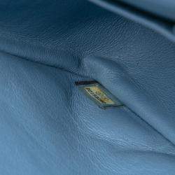 Pre Owned Chanel Blue Quilted Denim Reissue 2.55 Double Flap 226