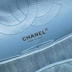 Pre Owned Chanel Blue Quilted Denim Reissue 2.55 Double Flap 226