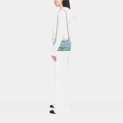 Pre Owned Chanel Blue Quilted Denim Reissue 2.55 Double Flap 226