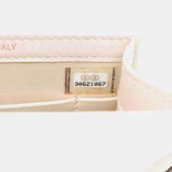 Pre Owned Chanel White CC Quilted Iridescent Lambskin Phone Holder with Chain