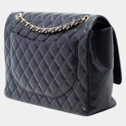 Pre Owned Chanel Black Maxi Classic Caviar Double Flap