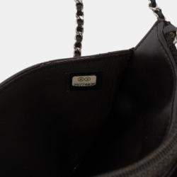 Pre Owned Chanel Black CC Quilted Crinkled Patent Wallet On Chain