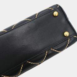 Pre Owned Chanel Black Calfskin Wild Stitch Handbag