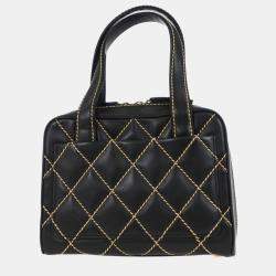 Pre Owned Chanel Black Calfskin Wild Stitch Handbag