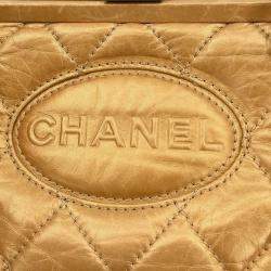 Pre Owned Chanel Gold Lambskin Handbag