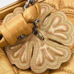 Pre Owned Chanel Gold Lambskin Handbag
