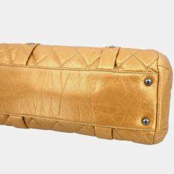 Pre Owned Chanel Gold Lambskin Handbag