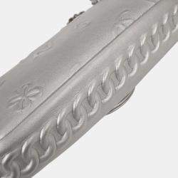 Pre Owned Chanel Silver Calfskin Icon Shoulder Bag