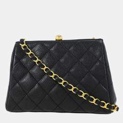 Pre Owned Chanel Black Calfskin Shoulder Bag
