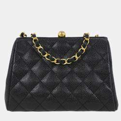 Pre Owned Chanel Black Calfskin Shoulder Bag