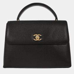 مملوكة مسبقًا Chanel Black Calfskin Top Handle Handbag