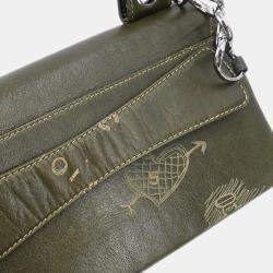 Pre Owned Chanel Green Lambskin Handbag