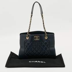 Pre Owned حقيبة سلسلة شانيل جين جلد مبطن أزرق كحلي