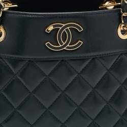 Pre Owned حقيبة سلسلة شانيل جين جلد مبطن أزرق كحلي