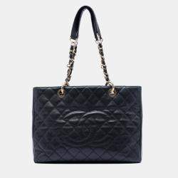Pre Owned Chanel Black Caviar Grand Shopping Tote