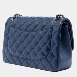مملوكة مسبقًا Chanel Blue Jumbo Classic Caviar Double Flap