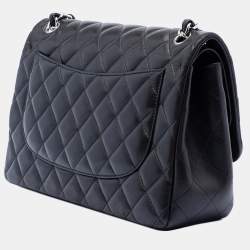 Pre Owned Chanel Black Jumbo Classic Lambskin Double Flap