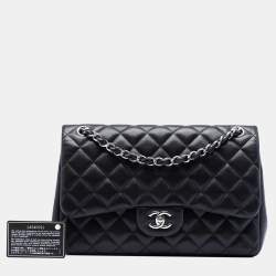 Pre Owned Chanel Black Jumbo Classic Lambskin Double Flap