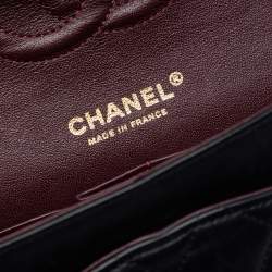 Pre Owned Chanel Black Medium Classic Lambskin Double Flap