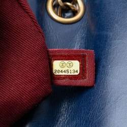 مملوكة مسبقًا Chanel Blue Medium Quilted Aged Calfskin Bubble CC Flap