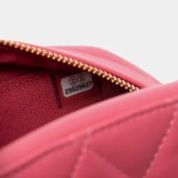 Pre Owned Chanel Pink CC Calfskin Clock Camera Case