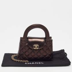 Pre Owned Chanel Kelly Nano Metallic Quilted Leather Shopper Bag