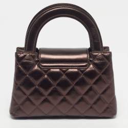 Pre Owned Chanel Kelly Nano Metallic Quilted Leather Shopper Bag