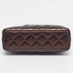 Pre Owned Chanel Kelly Nano Metallic Quilted Leather Shopper Bag