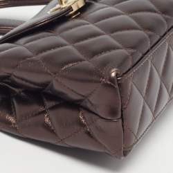 Pre Owned Chanel Kelly Nano Metallic Quilted Leather Shopper Bag