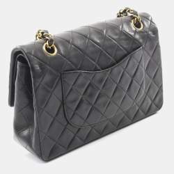 مملوكة مسبقًا حقيبة كتف شانيل ماتيلسي دابل رفرف من جلد الخروف أسود