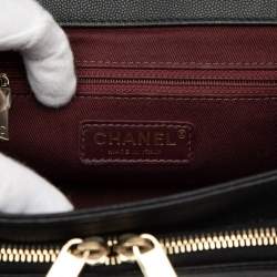 Pre Owned Chanel Coco Mark Matelasse Business Affinity Handbag Top Handle/Shoulder Bag Black Caviar Skin