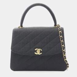 Pre Owned Chanel Handbag Canvas Nylon Gray