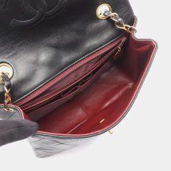 Pre Owned Chanel Mini Matelasse 20 Shoulder Bag Lambskin Leather Black