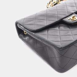 Pre Owned Chanel Mini Matelasse 20 Shoulder Bag Lambskin Leather Black