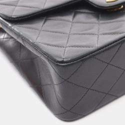 Pre Owned Chanel Mini Matelasse 20 Shoulder Bag Lambskin Leather Black