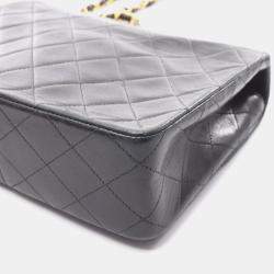 Pre Owned Chanel Mini Matelasse 20 Shoulder Bag Lambskin Leather Black