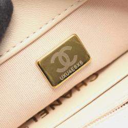 Pre Owned Chanel Matelasse Small Flap Bag Shoulder In Lambskin Leather Beige