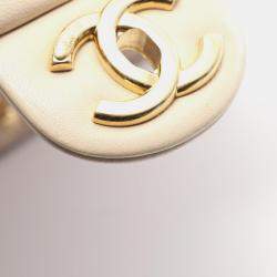 Pre Owned Chanel Matelasse Small Flap Bag Shoulder In Lambskin Leather Beige