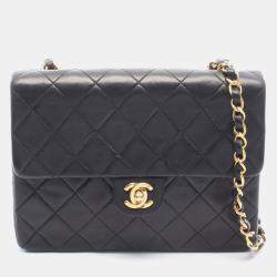 مملوكة مسبقًا حقيبة كتف شانيل ميني ماتلاس جلد خروف أسود 20