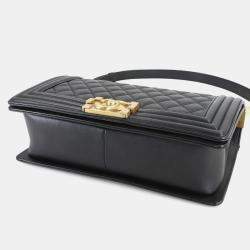 مملوكة مسبقًا حقيبة كتف شانيل بوي شانيل سلسلة سوداء جلد الحملان