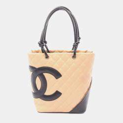 مملوكة مسبقًا Chanel Cambon Medium Tote Bag Leather Beige Black