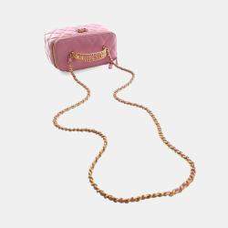 Pre Owned Chanel Small Pink Lambskin Pick Me Up Vanity Case