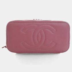 Pre Owned Chanel Small Pink Lambskin Pick Me Up Vanity Case