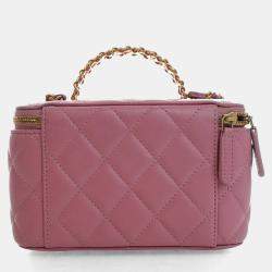 Pre Owned Chanel Small Pink Lambskin Pick Me Up Vanity Case