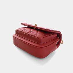 Pre Owned Chanel Mini Pink Calfskin Top Handle Flap Bag