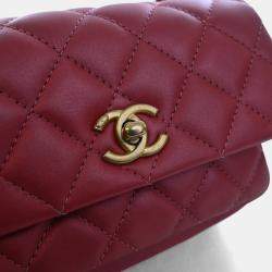 Pre Owned Chanel Mini Pink Calfskin Top Handle Flap Bag
