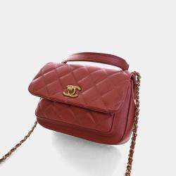 Pre Owned Chanel Mini Pink Calfskin Top Handle Flap Bag
