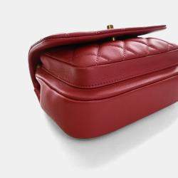 Pre Owned Chanel Mini Pink Calfskin Top Handle Flap Bag