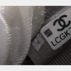 Pre Owned Chanel Mini Grey Caviar Slim Vanity Top Handle With Chain