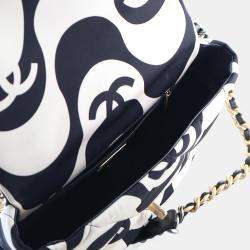 مملوكة مسبقًا Chanel Large Black/White Canvas 19 Flap Bag